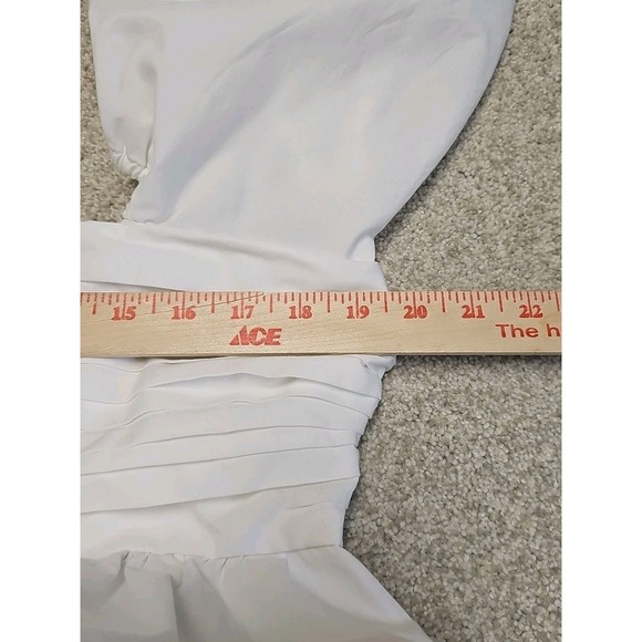 Abercrombie & Fitch Dress Sz XLP White Emerson Babydoll Poplin Puff Sleeve Mini - Picture 7 of 11